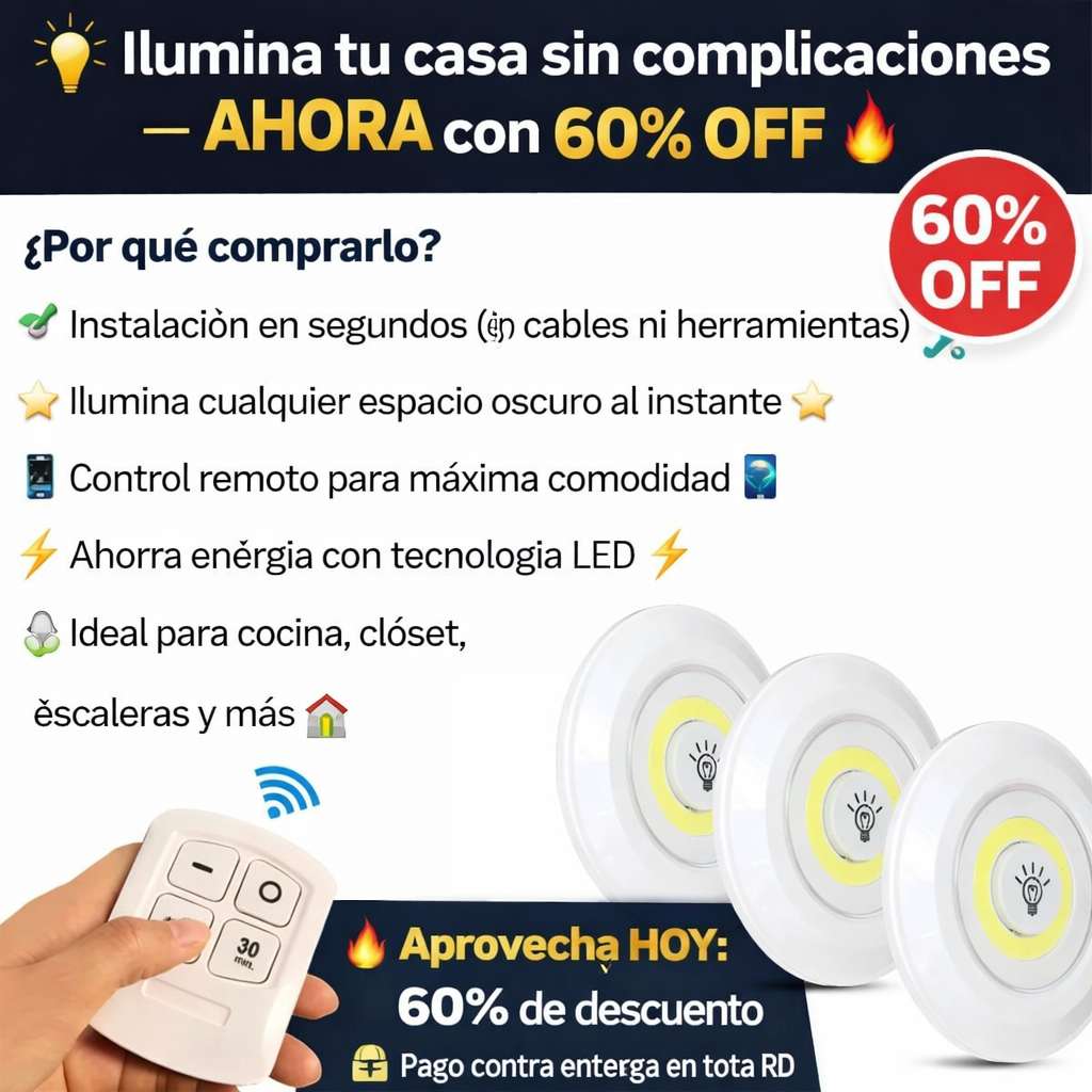 Kit de 3 Luces LED con Control Remoto